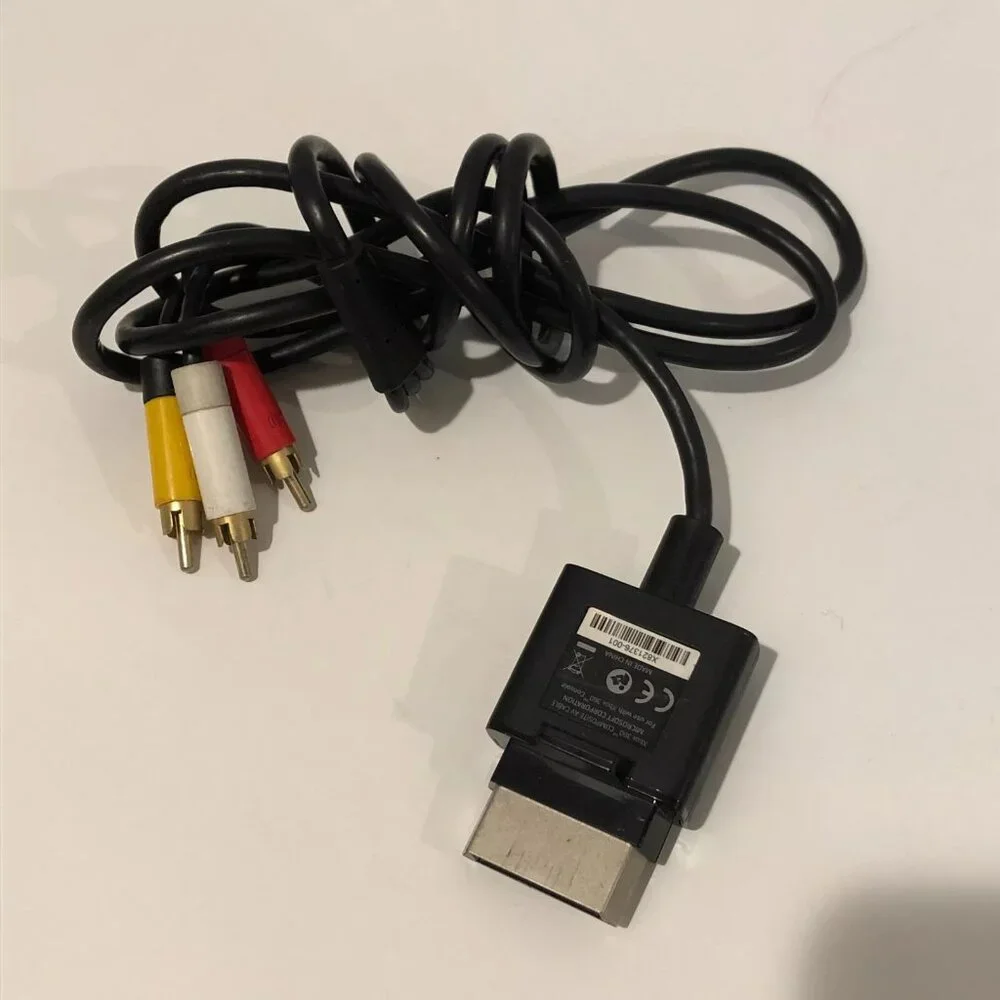 Xbox 360 AV Cable, Black Wire, OEM, TV Audio Video, Preowned Tested